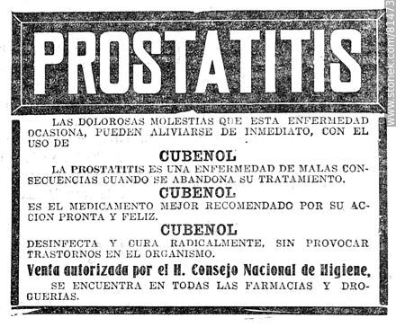 Aviso antiguo de Cubenol, también para la protastitis, 1924 - Departamento de Montevideo - URUGUAY. Foto No. 81473