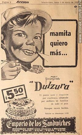 Old Sandwich Emporium advertisement, 1959 - Department of Montevideo - URUGUAY. Photo #81474