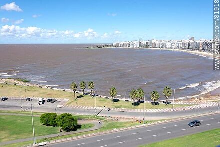 Aerial view of Pocitos Bay and its beach - Department of Montevideo - URUGUAY. Photo #81918