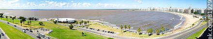 Panorama aéreo de la rambla y playa Pocitos desde Kibón hasta Trouville - Department of Montevideo - URUGUAY. Photo #81929