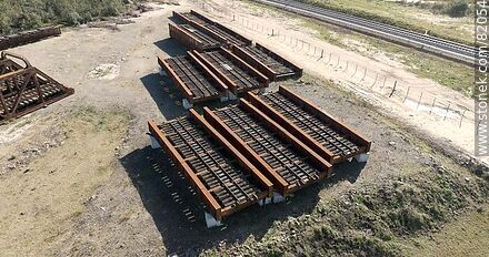 Aerial view of railroad bridge sections that have been replaced on the bridge over the Santa Lucia River - Department of Canelones - URUGUAY. Photo #82054