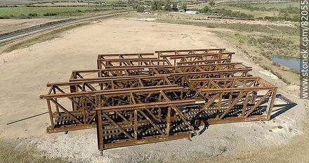 Aerial view of railroad bridge sections that have been replaced on the bridge over the Santa Lucia River - Department of Canelones - URUGUAY. Photo #82055