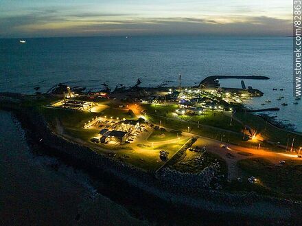 Aerial view of Punta Brava south of Montevideo at sunset - Department of Montevideo - URUGUAY. Photo #82863