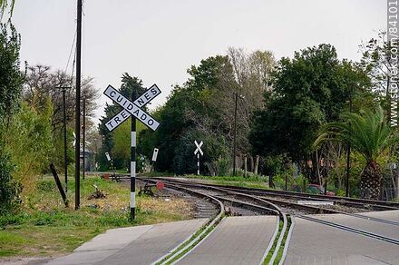 Vías de ferrocarril en la estación de trenes de Paysandú - Departamento de Paysandú - URUGUAY. Foto No. 84101