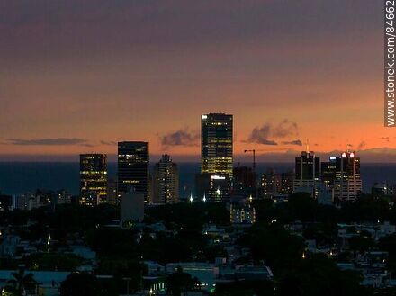 Aerial view of the Buceo towers at dusk as the storm disperses - Department of Montevideo - URUGUAY. Photo #84662