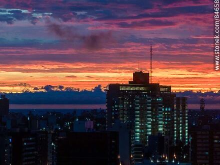 Aerial view of the Hospital de Clínicas as the storm moves away at dusk - Department of Montevideo - URUGUAY. Photo #84658