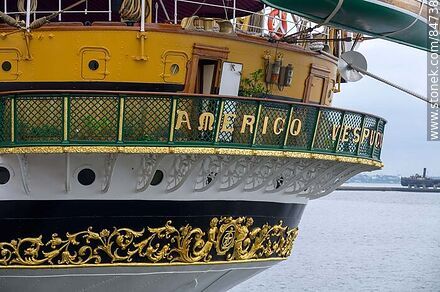 Stern of the Italian training ship and sailing ship Amerigo Vespucci in Montevideo - Department of Montevideo - URUGUAY. Photo #84738