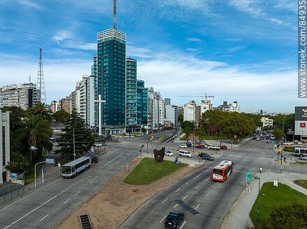 Aerial view of Avenida Italia and Boulevard Artigas - Department of Montevideo - URUGUAY. Photo #84935