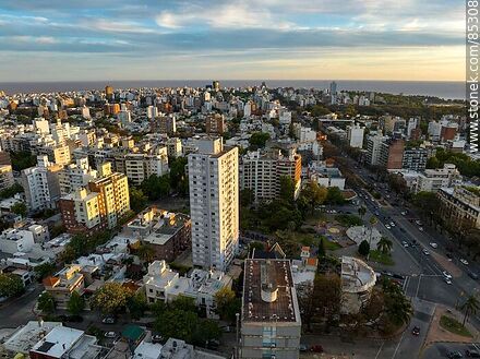 Aerial view of Bulevar Artigas and Varela Square - Department of Montevideo - URUGUAY. Photo #85308