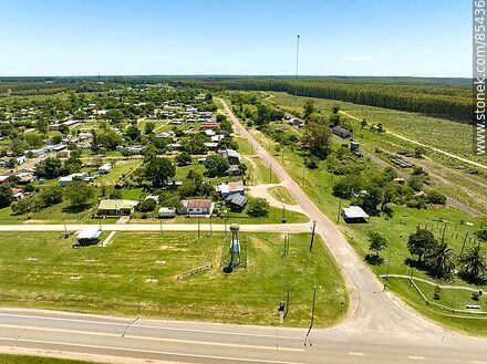 Aerial view of the town of Algorta and route 25 - Rio Negro - URUGUAY. Photo #85436