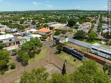 Aerial view of the Artigas bus terminal located in the old railroad station - Artigas - URUGUAY. Photo #85407