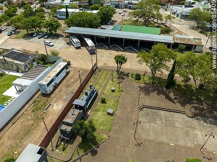 Aerial view of the Artigas bus terminal located in the old railroad station - Artigas - URUGUAY. Photo #85409