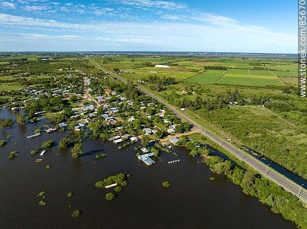 Aerial view of Cuareim with several areas affected by the river flooding. - Artigas - URUGUAY. Photo #85670