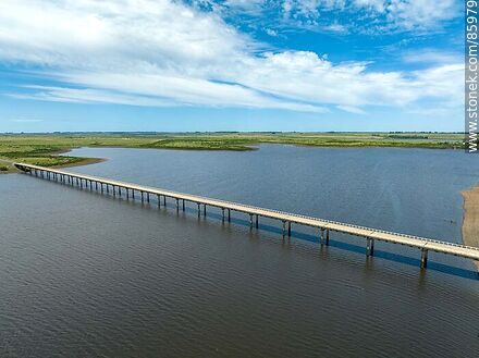 Aerial view of the road bridge on route 3 over the Arapey river - Department of Salto - URUGUAY. Photo #85979