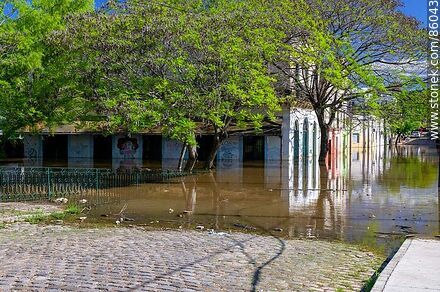 Cruce inundado de las calles  Agraciada y Julio Delgado - Departamento de Salto - URUGUAY. Foto No. 86043