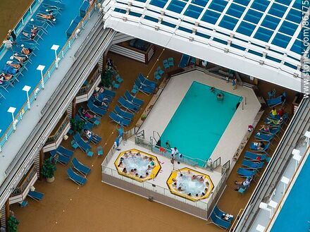 Aerial view of the deck areas of the Costa Favolosa cruise ship - Department of Montevideo - URUGUAY. Photo #86175