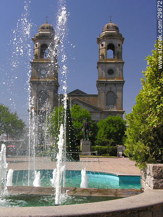 Constitución square of Trinidad and the parish church of Holy Trinty - Flores - URUGUAY. Photo #29872