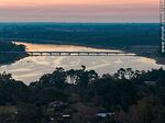 Vista aérea del puente en la Ruta Interbalnearia sobre el arroyo Solís Grande al atardecer - Foto #87104