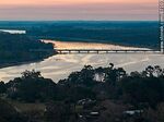 Vista aérea del puente en la Ruta Interbalnearia sobre el arroyo Solís Grande al atardecer - Foto #87103