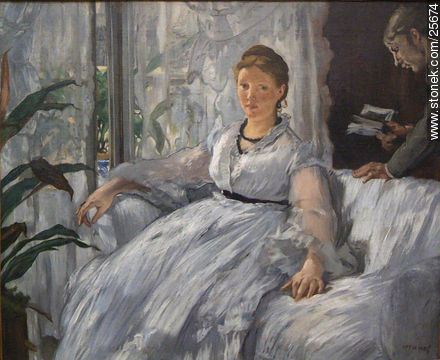 Manet. La lecture (1865-1873?) Mme. Edouard Manet y su hijo Leon Koella-Leenhoff - Paris - FRANCE. Photo #25674