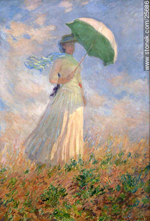 Monet. Essai de figure en plein air. dit Femme à l'ombrelle tournée vers la droite (1886) - Paris - FRANCE. Photo #25686