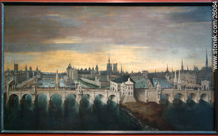 Pintura del año 1577 del proyecto del Pont Neuf - París - FRANCIA. Foto No. 26064