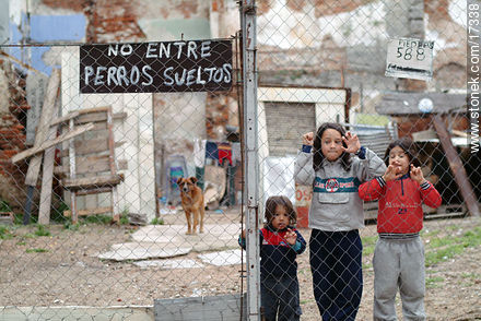 Niños entre perros sueltos - Departamento de Montevideo - URUGUAY. Foto No. 17338