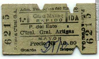 Train ticket in 1980 - Department of Montevideo - URUGUAY. Photo #4382